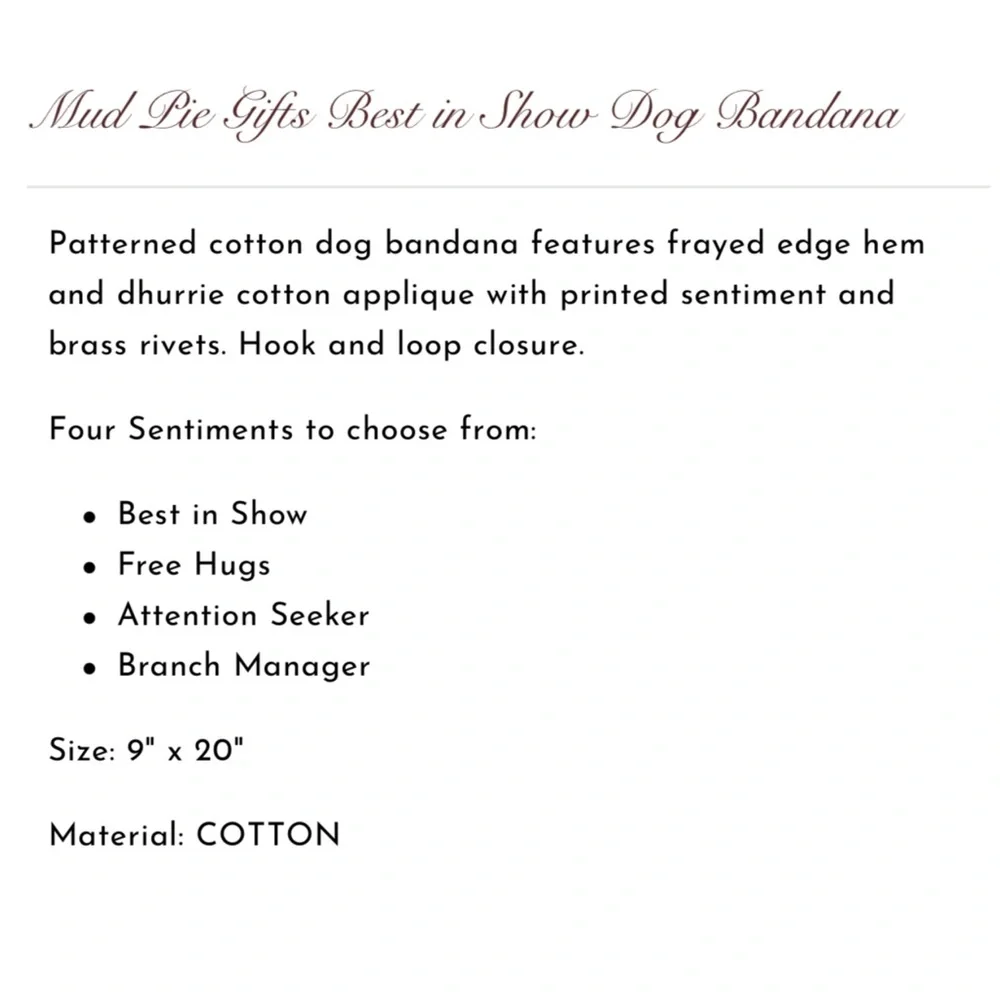 Mud Pie Dog Bandana Collar